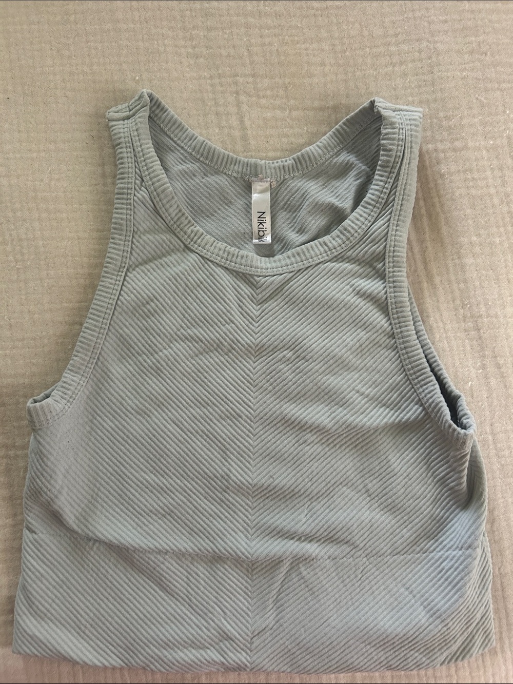 Nikibiki Light Sage Ribbed Cropped Tank